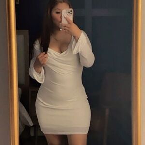 Fashion Nova White Long Sleeve Dress